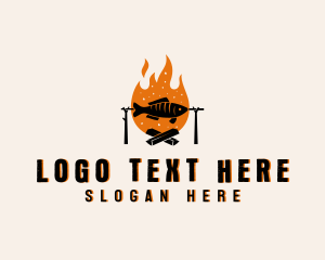 Cooking - Flaming Fish Grill logo design