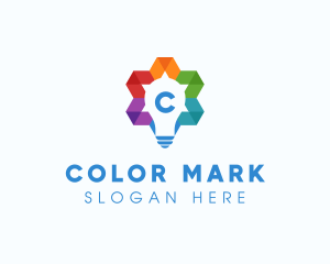 Colorful Geometric Star Bulb  logo design