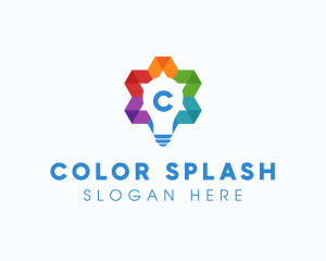 Colorful Geometric Star Bulb  logo design