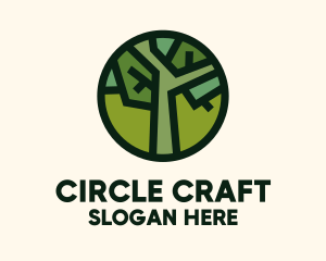 Geometric Tree Badge logo design