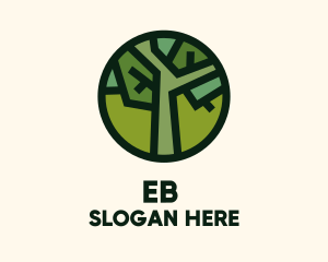 Herbal - Geometric Tree Badge logo design