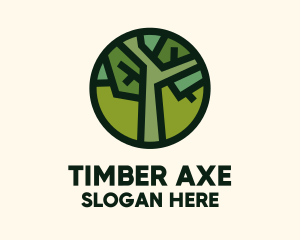 Geometric Tree Badge logo design