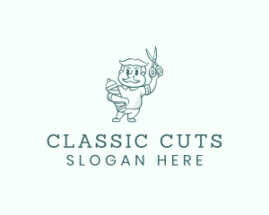 Barber Pole Scissors logo design