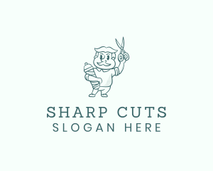 Scissors - Barber Pole Scissors logo design