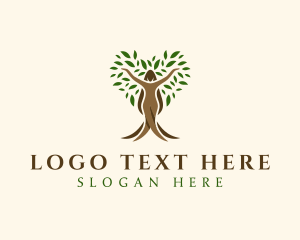Vegetarian - Organic Woman Tree logo design