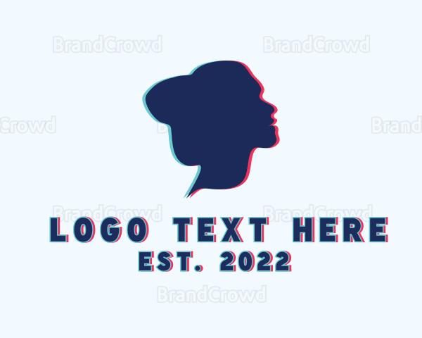 Woman Silhouette Glitch Logo