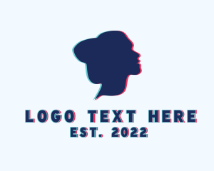 Glitch - Woman Silhouette Glitch logo design