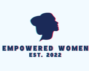 Woman Silhouette Glitch logo design