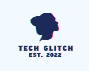 Woman Silhouette Glitch logo design