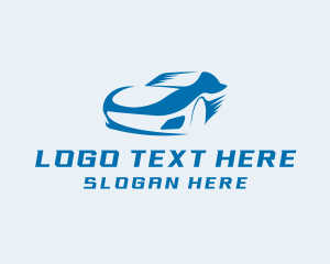 Road Trip - Blue Sports Car Racer logo design