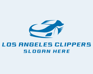 Blue Sports Car Racer Logo