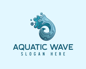 Swimmer - Circle Ocean Wave logo design