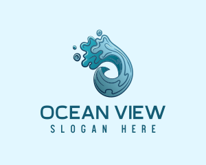 Circle Ocean Wave logo design