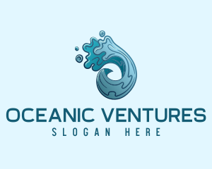 Circle Ocean Wave logo design