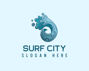 Circle Ocean Wave logo design