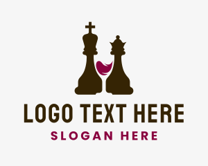 Silhoutte - Chess King Queen Liquor logo design