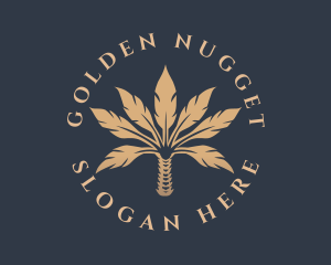 Golden Natural Leaf  logo design