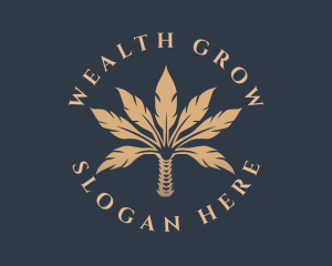 Golden Natural Leaf  logo design