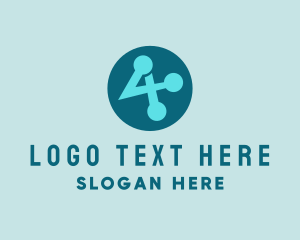 Number 4 - Modern Blue System Symbol logo design