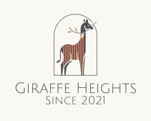 Minimalist Giraffe Zoo logo design