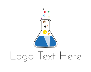 Chemist - Lab Flask Bubbles logo design