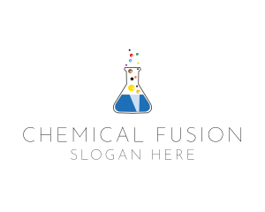 Chemistry - Lab Flask Bubbles logo design