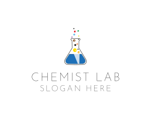 Chemist - Lab Flask Bubbles logo design