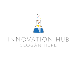 Lab Flask Bubbles logo design