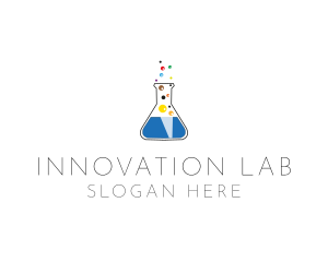 Lab Flask Bubbles logo design