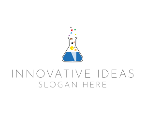 Lab Flask Bubbles logo design