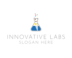 Lab Flask Bubbles logo design