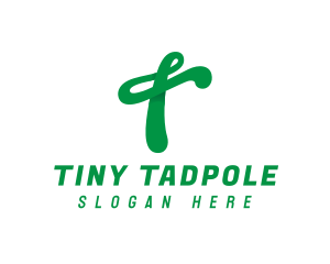 Green Script T logo design