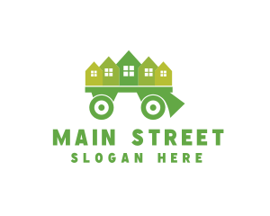Town - Moving Truck Wagon logo design