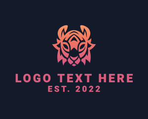 Cat - Gradient Tribal Tiger logo design