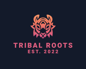 Gradient Tribal Tiger logo design