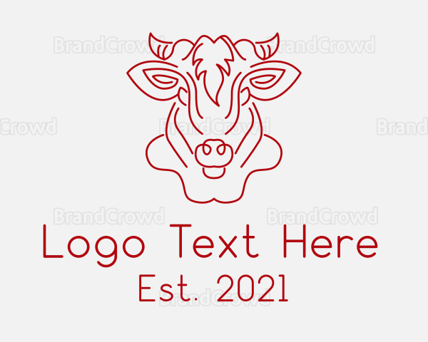 Cow Face Monoline Logo