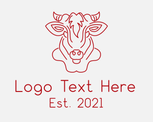 Head - Cow Face Monoline logo design