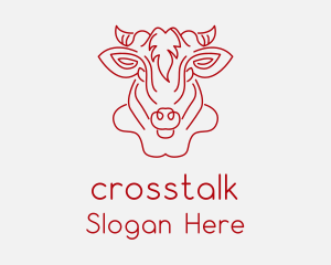 Cow Face Monoline Logo
