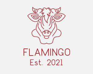 Livestock - Cow Face Monoline logo design
