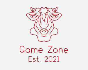 Bull - Cow Face Monoline logo design