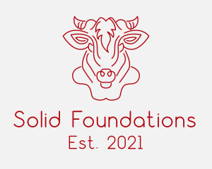 Butcher - Cow Face Monoline logo design