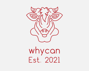Buffalo - Cow Face Monoline logo design