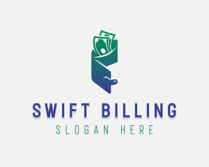 Cash Wallet Bills logo design