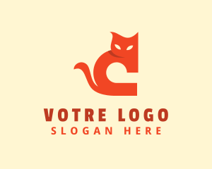 Orange Cat Letter C Logo