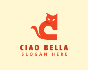 Orange Cat Letter C logo design