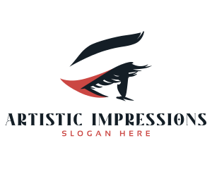 Red Eyeliner Eyelashes logo design