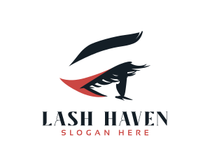 Red Eyeliner Eyelashes logo design