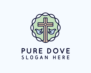 Cross Doves Christianity logo design