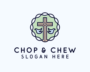 Fellowship - Cross Doves Christianity logo design