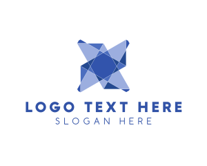 Origami - Abstract Crystal Star Letter X logo design